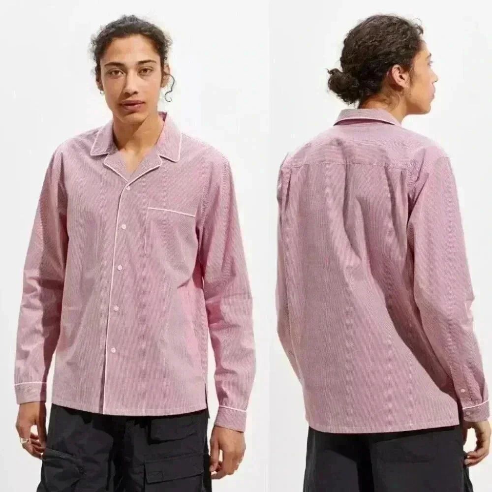 Urban Outfitters Pajama Stripe Oversized Button-Down Shirt Cotton Oversized